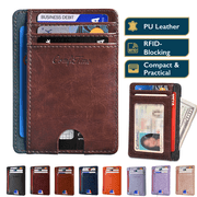 Slim Men’s Wallet - RFID Minimalist Wallet for Men & Women, Small Thin Leather Wallet with ID Window, Credit Card Holder