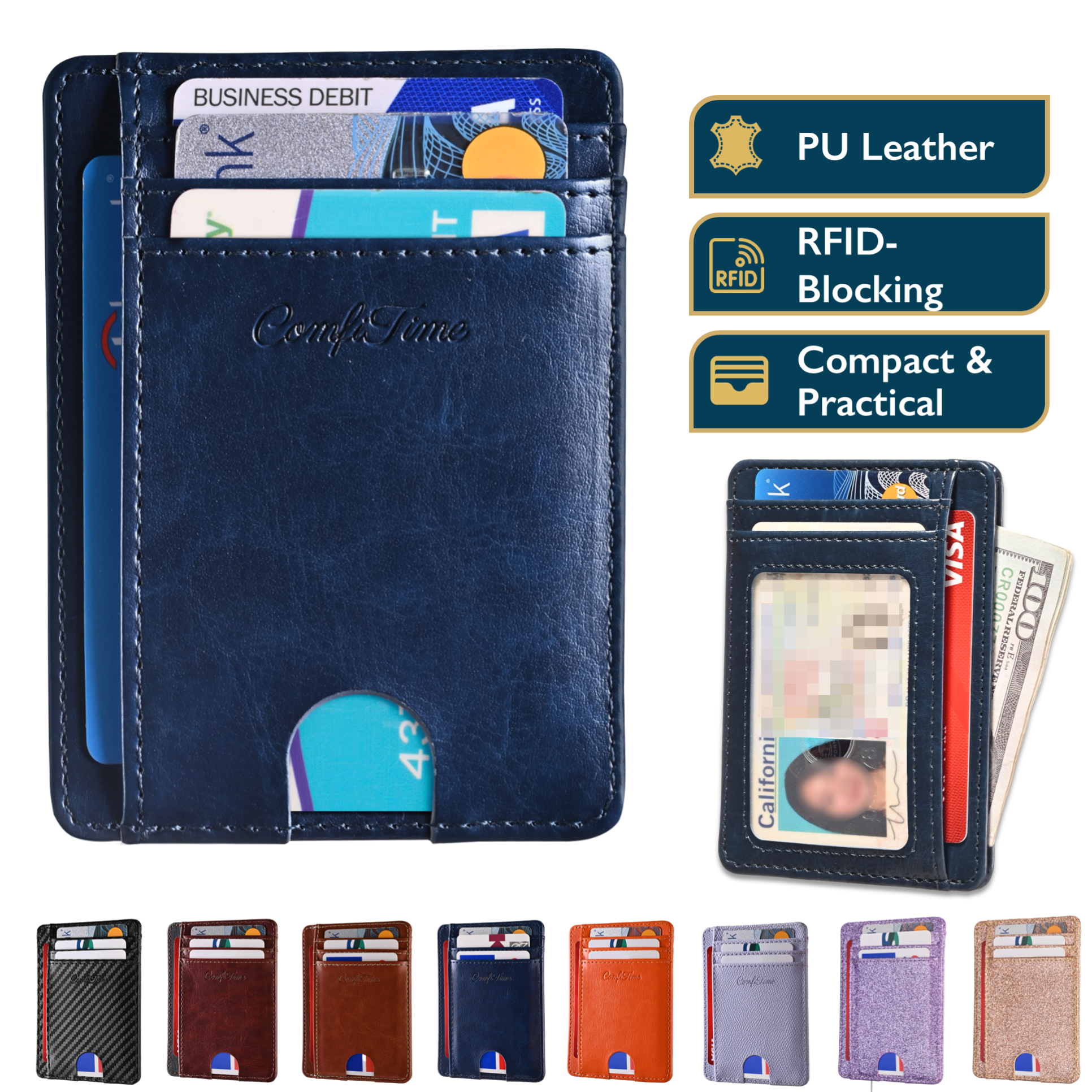 Small Wallet Men Women Slim RFID Blocking Front Pocket Wallet - Card Holder For Men & Women Minimalist Card Holder