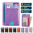 thumbnail image 1 of ComfiTime Slim Men’s Wallet - RFID Minimalist Wallet for Men & Women, Small Thin Leather Wallet with ID Window, Credit Card Holder Front Pocket Wallet, Travel Accessories & Gift Box, Glitter Purple, 1 of 11