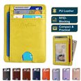 thumbnail image 1 of ComfiTime Slim Men’s Wallet - RFID Minimalist Wallet for Men & Women, Small Thin Leather Wallet with ID Window, Credit Card Holder Front Pocket Wallet, Travel Accessories & Gift Box, Citrine Yellow, 1 of 11