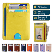 Slim Men’s Wallet - RFID Minimalist Wallet for Men & Women, Small Thin Leather Wallet with ID Window, Credit Card Holder Front Pocket Wallet, Travel Accessories
