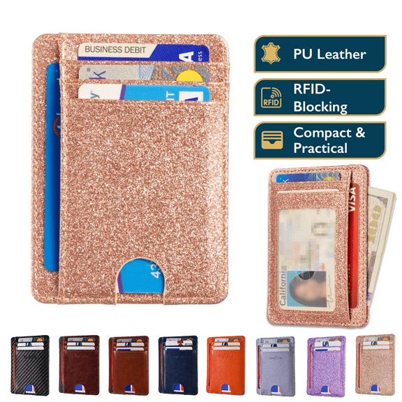 ComfiTime Slim Men’s Wallet - RFID Minimalist Wallet for Men & Women, Small Thin Leather Wallet with ID Window, Credit Card Holder Front Pocket Wallet, Travel Accessories & Gift Box, Black