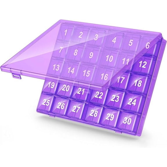 ComfiTime Monthly Pill Organizer Once a Day - 30 Day Pill Organizer Box - Squeeze to Open - Large Compartments Portable Case for Travel, Month Pill Cases Medicine Organizer for Vitamin
