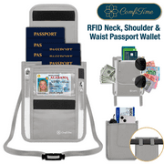Passport Holder Neck Wallet - RFID Travel Wallet for Men, Women & Family, Anti Pickpocket Neck Crossbody Waist Pouch for