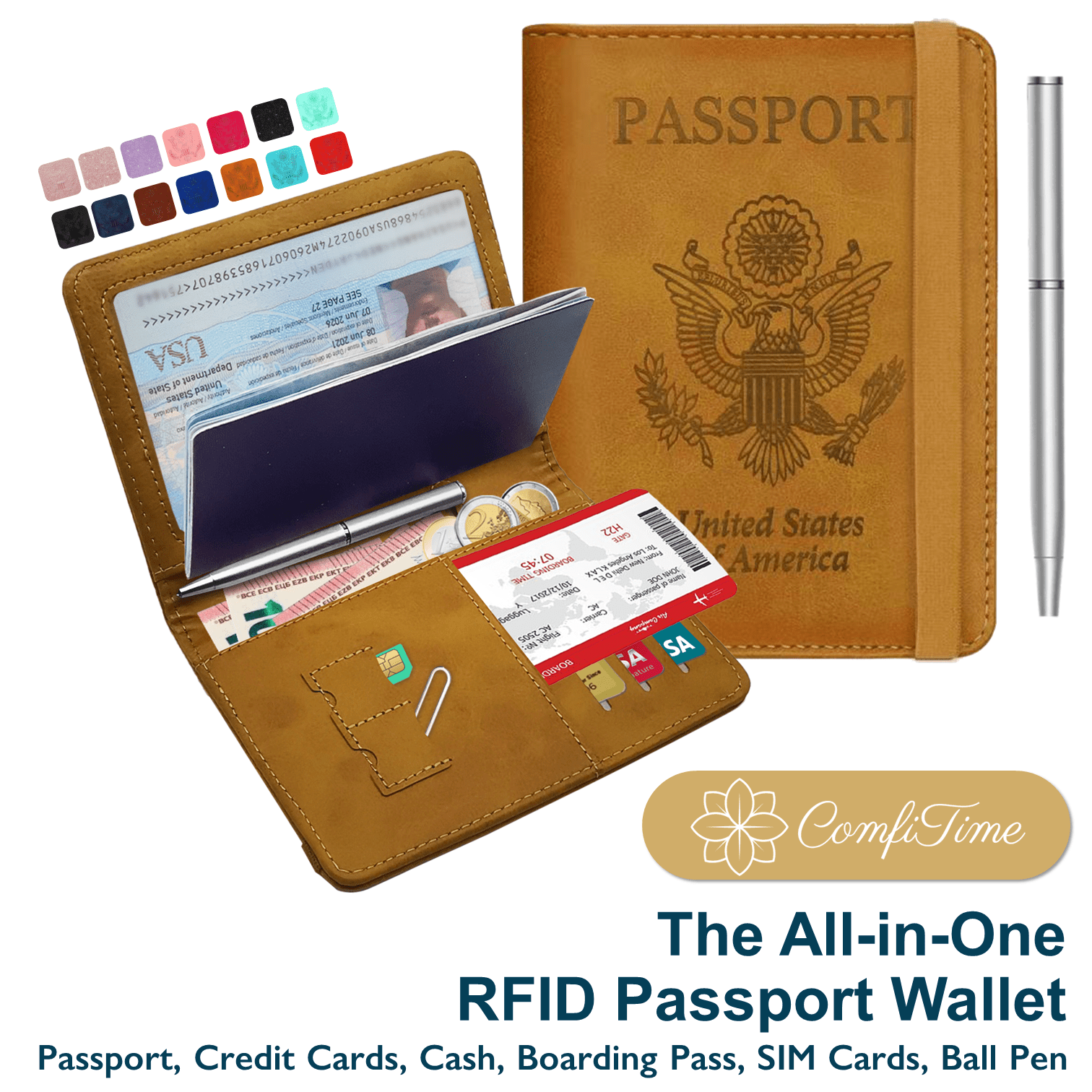 George Hughes Passport Holder - RFID Blocking British Cover - Brown