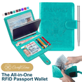 thumbnail image 1 of ComfiTime Passport Holder – RFID Blocking Passport Wallet for Cash, Travel Wallet Passport Cover with Vaccine Card Holder for Men/Women, Waterproof PU Leather Passport Case, Turquoise, 1 of 11