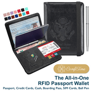 ComfiTime Passport Holder, Waterproof RFID Blocking Passport Wallet Cover Case, Black