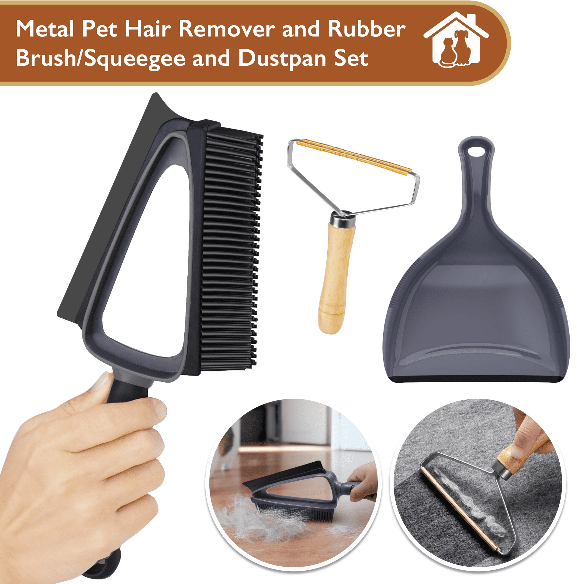 ComfiTime Pet Hair Removal Tool Set,Reusable Pet Hair Remover,Dog/Cat Hair Fur Remover Brush for