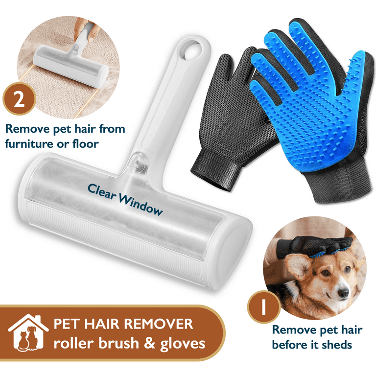 ComfiTime Pet Hair Remover Grooming Gloves Set, Deshedding Brush