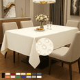 thumbnail image 1 of ComfiTime Tablecloth – 54 x 108 Durable Polyester Fabric Table Cover Cloth for 7-8 ft Rectangle Table, Spill/Stain-Resistant, Reusable/Washable, Indoor/Outdoor Dining/Party/Wedding/Banquet, Cream, 1 of 14