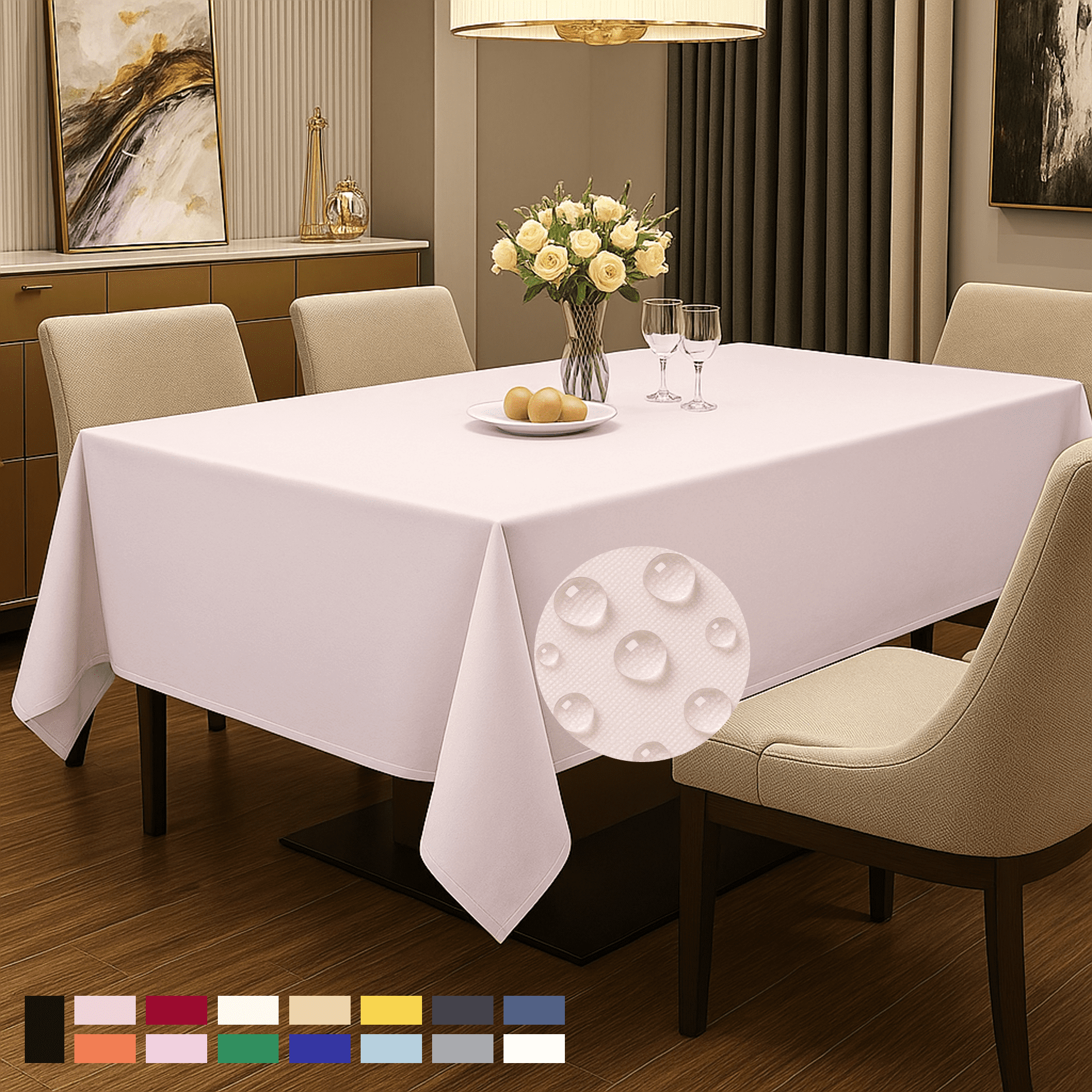 ComfiTime Tablecloth – 70 x 120 Durable Polyester Fabric Table Cover Cloth for 8-9 ft Rectangle Table, Spill/Stain-Resistant, Reusable/Washable, Indoor/Outdoor Dining/Party/Wedding/Banquet, Pink