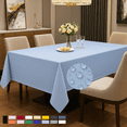 thumbnail image 1 of ComfiTime Tablecloth – 90 x 156 Durable Polyester Fabric Table Cover Cloth for 11-12 ft Rectangle Table, Spill/Stain-Resistant, Reusable/Washable, Indoor/Outdoor Dining/Party/Wedding/Banquet, Blue, 1 of 14