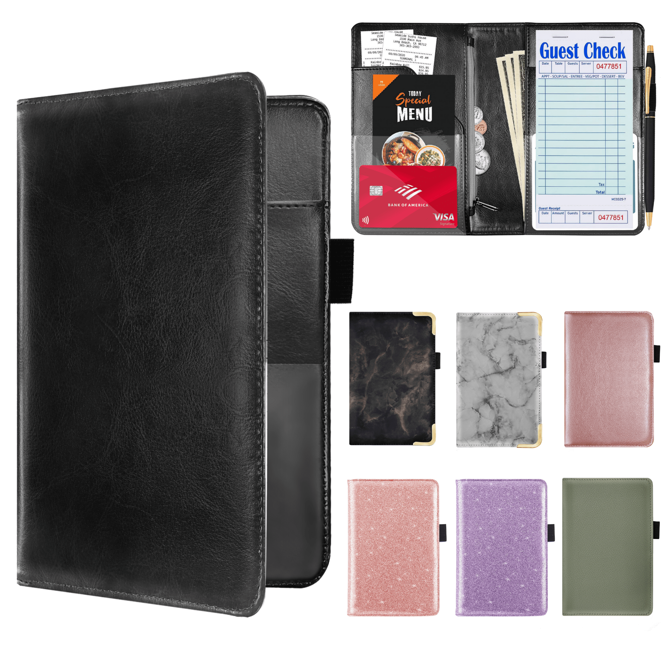 ComfiTime Server Book for Waitress – PU Leather Waitress/Waiter Book ...