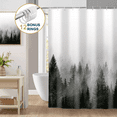 thumbnail image 1 of ComfiTime Shower Curtain with Hooks – Heavy-Duty Mold/Mildew-Resistant, Weighted-Hem Fabric Bathroom Curtain, Water-Repellent, Machine-Washable, Fade-Resistant, Misty Forest, Dark Green, 72 x 72, 1 of 11