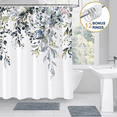 thumbnail image 1 of ComfiTime Shower Curtain with Hooks – Heavy-Duty Mold/Mildew-Resistant, Weighted-Hem Fabric Bathroom Curtain, Water-Repellent, Machine-Washable, Fade-Resistant, Hanging Vines Design, Green, 72 x 72, 1 of 10