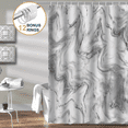 thumbnail image 1 of ComfiTime Shower Curtain with Hooks – Heavy-Duty Mold/Mildew-Resistant, Weighted-Hem Fabric Bathroom Curtain, Water-Repellent, Machine-Washable, Fade-Resistant, Marble, Gray, 72 x 72, 1 of 10