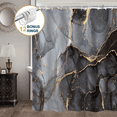 thumbnail image 1 of ComfiTime Shower Curtain with Hooks – Heavy-Duty Mold/Mildew-Resistant, Weighted-Hem Fabric Bathroom Curtain, Water-Repellent, Machine-Washable, Fade-Resistant, Marble, Dark Gray Gold, 72 x 72, 1 of 10