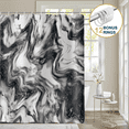 thumbnail image 1 of ComfiTime Shower Curtain with Hooks – Heavy-Duty Mold/Mildew-Resistant, Weighted-Hem Fabric Bathroom Curtain, Water-Repellent, Machine-Washable, Fade-Resistant, Marble, Black, 72 x 72, 1 of 10