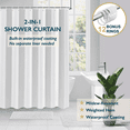 thumbnail image 1 of ComfiTime Shower Curtain/Liner with Hooks – 2-in-1 Mold/Mildew-Resistant, Weighted-Hem Fabric Bathroom Curtain, Water-Repellent TPU Coating, Machine-Washable, Fade-Resistant, White, 72*72, 1 of 9