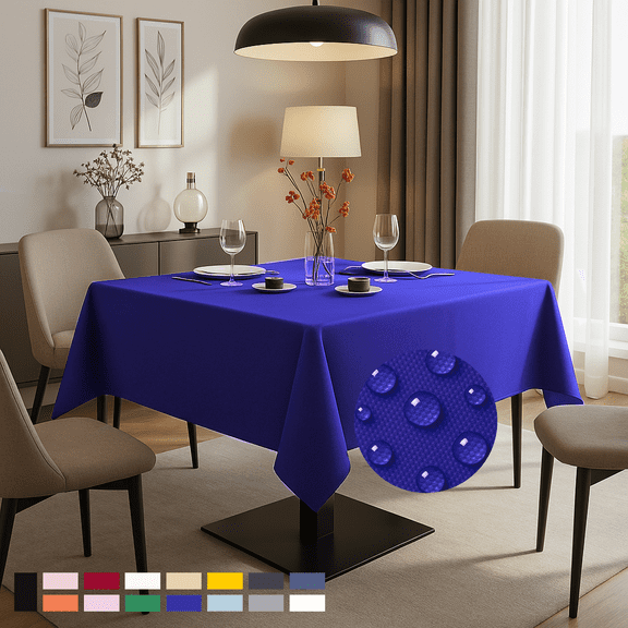 ComfiTime Tablecloth – 54 x 54 Durable Polyester Fabric Table Cover Cloth for 2-3 ft Square Table, Spill/Stain-Resistant, Reusable/Washable, Indoor/Outdoor Dining/Party/Wedding/Banquet, Blue