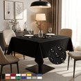 thumbnail image 1 of ComfiTime Tablecloth – 54 x 54 Durable Polyester Fabric Table Cover Cloth for 2-3 ft Square Table, Spill/Stain-Resistant, Reusable/Washable, Indoor/Outdoor Dining/Party/Wedding/Banquet, Black, 1 of 16