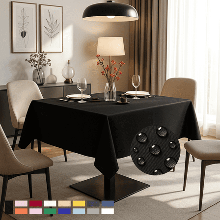 ComfiTime Tablecloth – 54 x 54 Durable Polyester Fabric Table Cover Cloth for 2-3 ft Square Table, Spill/Stain-Resistant, Reusable/Washable, Indoor/Outdoor Dining/Party/Wedding/Banquet, Black