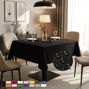 ComfiTime Tablecloth   54 x 54 Durable Polyester Fabric Table Cover Cloth for 2-3 ft Square Table, Spill/Stain-Resistant, Reusable/Washable, Indoor/Outdoor Dining/Party/Wedding/Banquet, Black