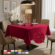 ComfiTime Tablecloth – 54 x 54 Durable Polyester Fabric Table Cover Cloth for 2-3 ft Square Table, Spill/Stain-Resistant, Reusable/Washable, Indoor/Outdoor Dining/Party/Wedding/Banquet, Red
