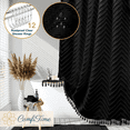 thumbnail image 1 of ComfiTime 13-Pc Tassel Shower Curtain with Hooks – Elegant Tufted Chevron Pattern, Soft Fabric Cloth, Boho Farmhouse Bathroom Curtain, Water-Repellent, Machine-Washable, 72 x 72, Black, 1 of 11