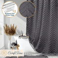 thumbnail image 1 of ComfiTime 13-Pc Tassel Shower Curtain with Hooks – Elegant Tufted Chevron Pattern, Soft Fabric Cloth, Extra-Long Boho Farmhouse Bathroom Curtain, Water-Repellent, Machine-Washable, 72 x 96, Gray, 1 of 12