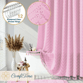 thumbnail image 1 of ComfiTime 13-Pc Tassel Shower Curtain with Hooks – Elegant Tufted Chevron Pattern, Soft Fabric Cloth, Extra-Long Boho Farmhouse Bathroom Curtain, Water-Repellent, Machine-Washable, 72 x 78, Pink, 1 of 12