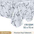 thumbnail image 1 of ComfiTime Vinyl Tablecloth - 52 x 70 Wipeable Plastic Table Cover, Flannel-Backed, Waterproof, Easy-Clean, Gray Marble, 1 of 10