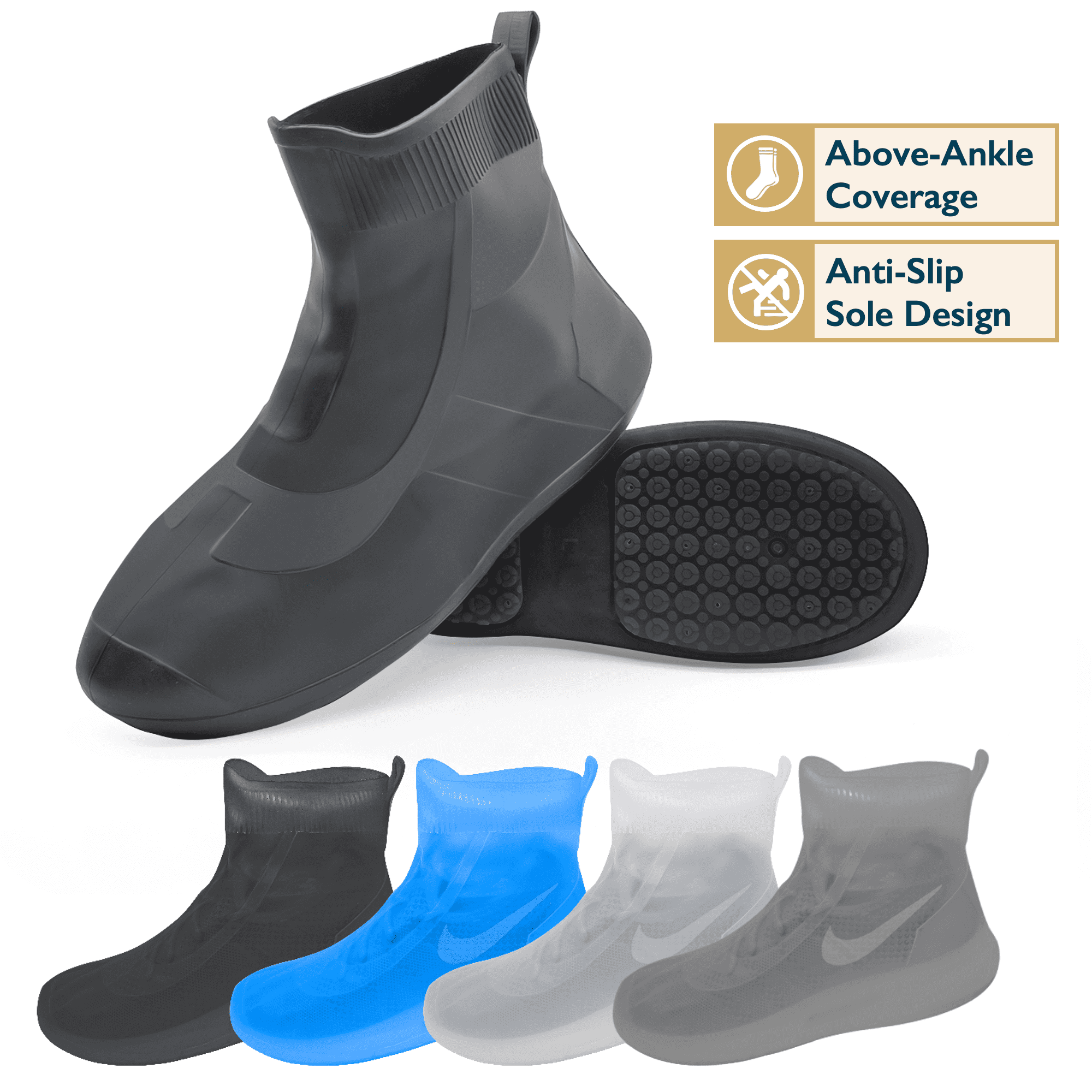 1 Pair Silicone Waterproof Shoe Covers, Rain Shoe Covers for Men Women,  Anti Slip Foldable Waterproof Reusable Shoe Protector for Cycling Fishing  Hiking(Medium) 