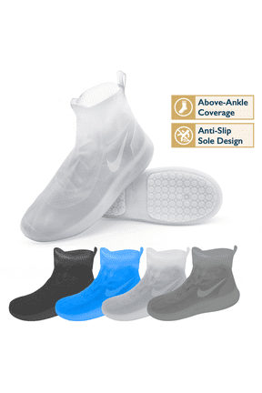 Waterproof Shoe Covers – Anti-Slip Outsole Design, Above-Ankle Coverage, Shoe Covers for Rain, Durable TPE Rubber, Reusable Shoe Protectors Covers for Men, Women and Kids, Indoor/Outdoor Use