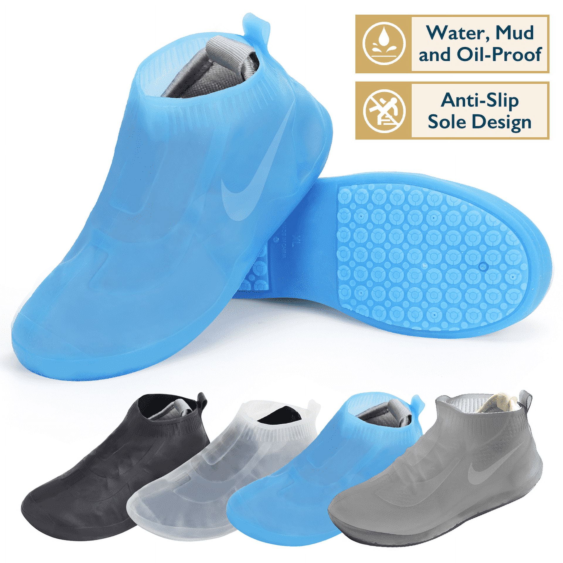Durui Silicone Waterproof Shoes Cover,Reusable No-Slip Silicone Shoe  Protectors for Kids,Women,Men. white Large