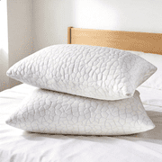 Shredded Memory Foam Pillows for Sleeping, Bed Pillows Queen Size Set of 2 Pack Adjustable for Side and Back Sleeper with Washable Removable Cover