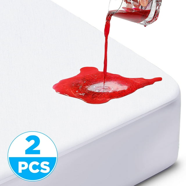 Comficlouds Queen Mattress Protector 2 Pack, Waterproof Mattress Cover with Deep Pocket