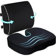 Comficlouds Seat Cushion & Lumbar Support Pillow for Office Chair,Orthopedic Car Seat Cushion Memory Foam Back Support, Black