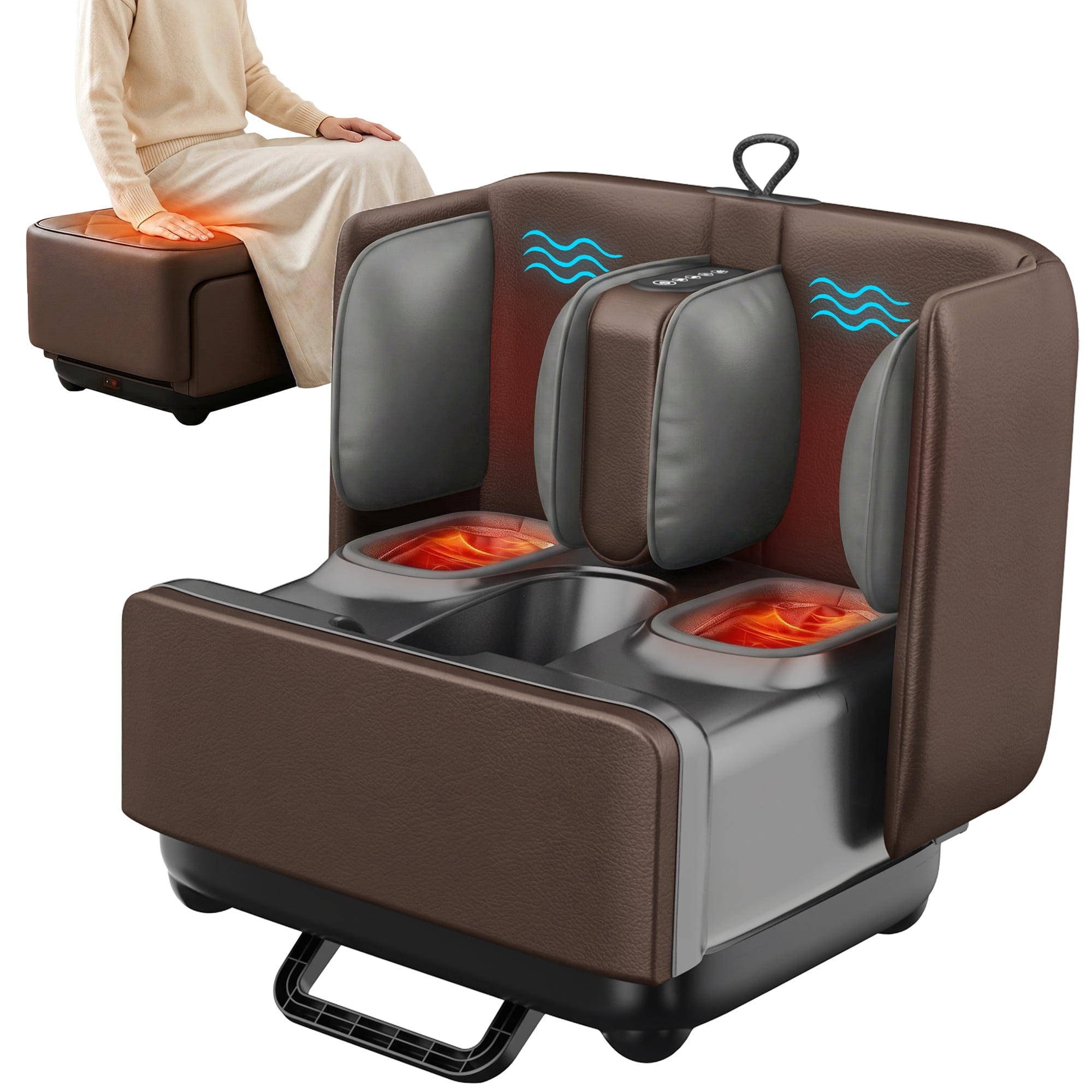 Comfier 2-in-1 Shiatsu Foot Massager & Heated Ottoman,  Calf Foot Massage Machine with Heat, Vibration, Air Compression for Plantar Fasciitis, Father‘s Day Gift for Dad
