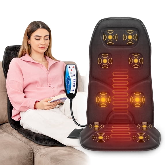Comfier Back Massager Chair Pad, 10 Motors Vibration Massage Seat Cushion with Heat
