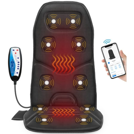 Comfier Back Massager Chair Pad Vibration Massage Seat Cushion with 3 Heat, APP control, Black