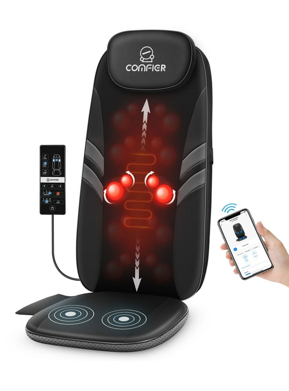 Comfier Back Massager for Back Pain Relief, Deep Kneading Massage Chair Pad Seat Cushion with APP Control -Black