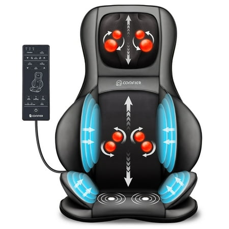 Comfier Back Massager with Heat Shiatsu Massage Chair Pad Air Compression Seat Cushion, Black, Gifts for Mom,Dad