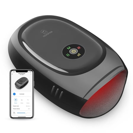 Comfier Cordless Hand Massager with Heat & Air Compression, Electric Finger Massage Machine, APP Control, Black, Gifts