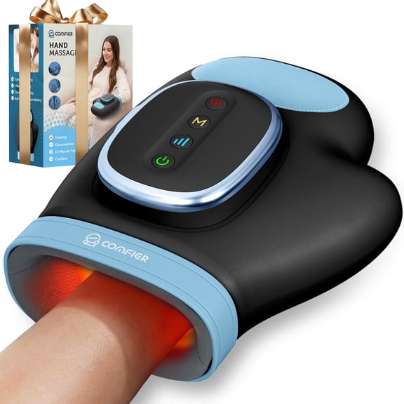 Comfier Electric Hand Massager with Heat Compression for Arthritis Carpal Tunnel, Upgraded Cordless Hand Massage Machine for Finger, Palm & Wrist Relief, Gifts for Women Men