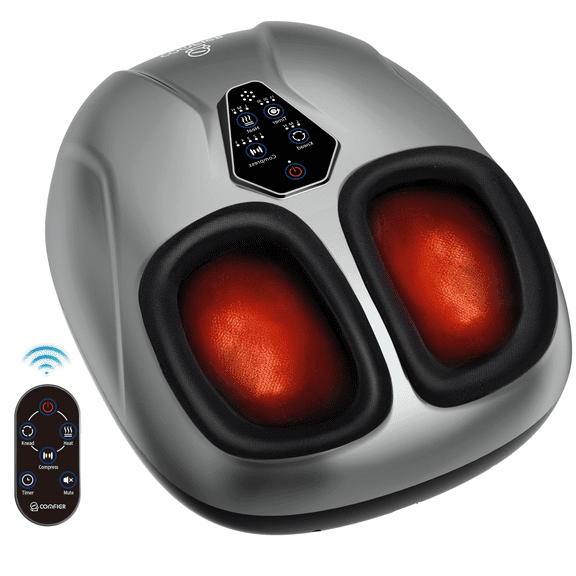 COMFIER Shiatsu Foot Massager with Heat, Foot Massage Machine with Air Compression, Deep Kneading & Rolling, Fits Up to Size 14, for Plantar Fasciitis, Neuropathy, Tired Feet, Gifts for Women Men