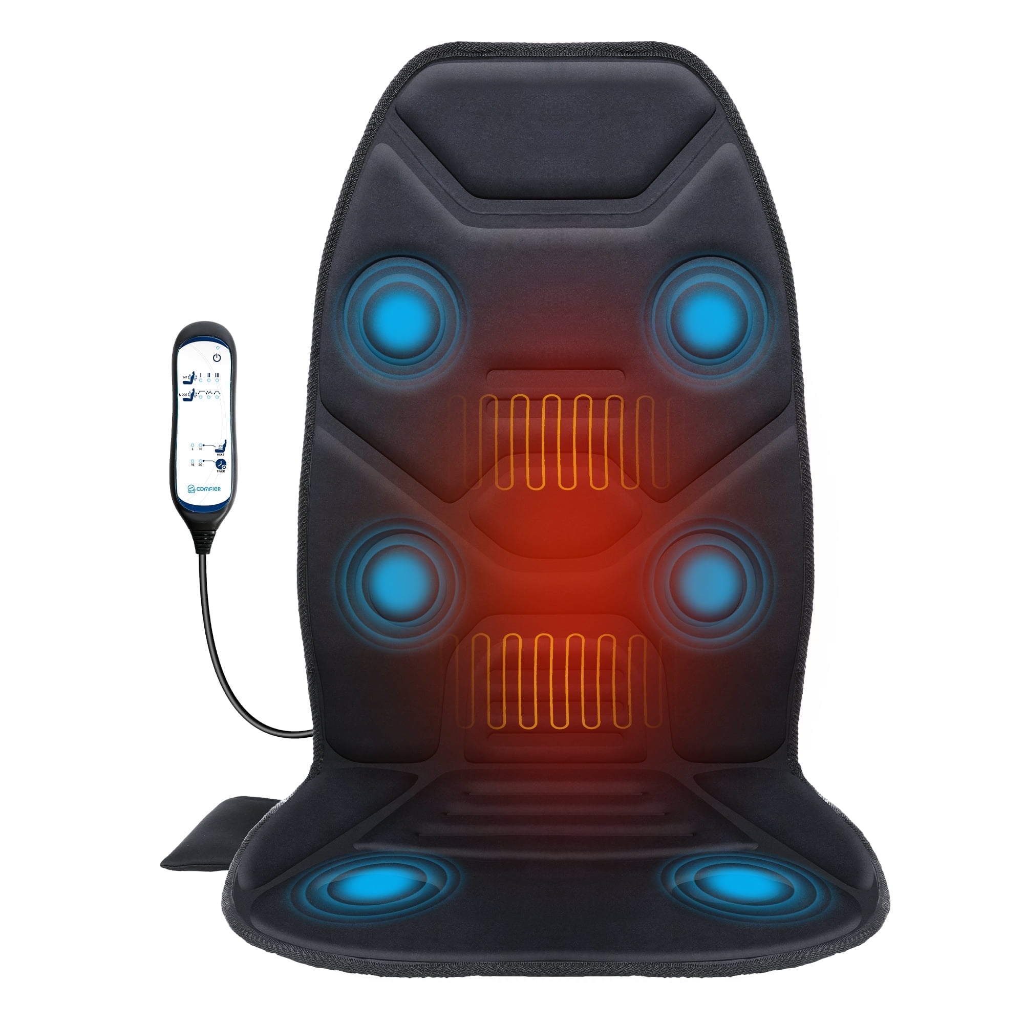 Comfier Heated Massage Seat Cushion, Back Massager with Vibration, Massage Pad for Chair, Gift