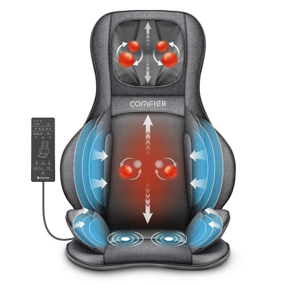 Comfier Neck Back Massager with Heat, Electric Kneading Massage Chair Pad, Air Compression Seat Cushion Massagers