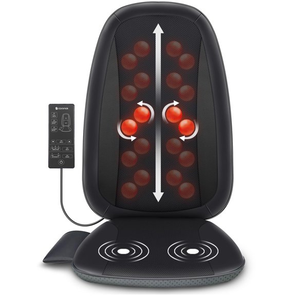 Comfier Shiatsu Back Massager with Heat Deep Tissue Kneading Massage Seat Cushion Electric Chair Pad Black