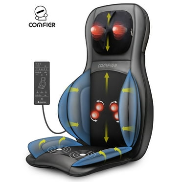Comfier Shiatsu Neck Back Massager, 2D/3D Kneading Massage Chair Pad, Heating Compression Seat Cushion Massagers, Ideal Gifts - Black